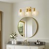 DORESshop 3-Light Modern Gold Bathroom Wall Sconce with E26 Bulb Socket and Clear Glass Shades for Vanity, Bedroom, Living Room, and Dressing Areas - 2 of 4