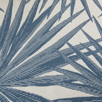 Blue and White Tropical Leaves Reversible Synthetic Area Rug 5' x 7'