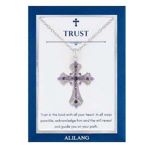 Anna-Kaci Purple Lavender Rhinestone Celtic Cross Necklace with Message Card & Envelope Jewelry Gift - 1 of 4