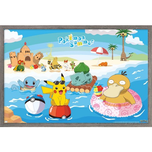 Trends International Pokémon - Pikachu, Eevee, And Its Evolutions Framed  Wall Poster Prints Barnwood Framed Version 14.725 X 22.375 : Target