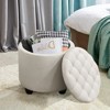 NicBex Button Tufted Round Storage Ottoman,Small Upholstered Footstool with Removable Lid,Storage Bench for Bedroom,Living Room,Vanity - 3 of 4