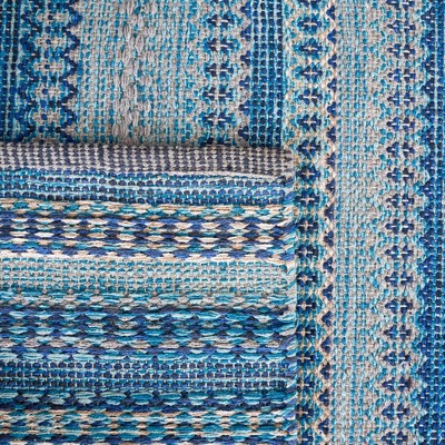 Handwoven Grey and Blue Wool Cotton 4' x 6' Area Rug