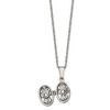 Chisel Stainless Steel Polished and Antiqued Oval Magnetic Prayer Box on an 18" Cable Chain Necklace - 3 of 4