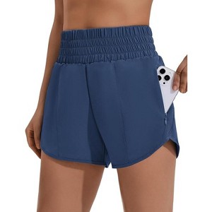 PINSPARK Quick Dry Running Shorts for Woman High Waist Athletic Workout Gym Short Elastic Stretch Mesh Panty Liner with 2 Utility Pockets - 1 of 4