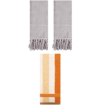 REGALWOVEN 3 Packs Cotton Absorbent Soft Decorative Bathroom Hand Towel Set