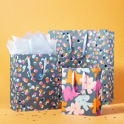 Dots with Blue Foil on Navy Large Cub Bag with Tissue - Spritz&#8482;
