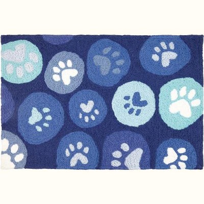 Jellybean Paws Galore-Blue Pets Indoor/Outdoor Machine Washable 20" x 30" Accent Rug