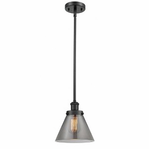 Cone - 1 Light Stem Hung Mini Pendant In Industrial Style-10 Inches Tall and 8 Inches Wide - 1 of 1