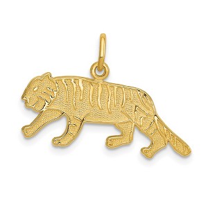 Black Bow Jewelry 14k Yellow Gold Flat Textured Tiger Charm or Pendant, 25mm (1 Inch) - 1 of 4
