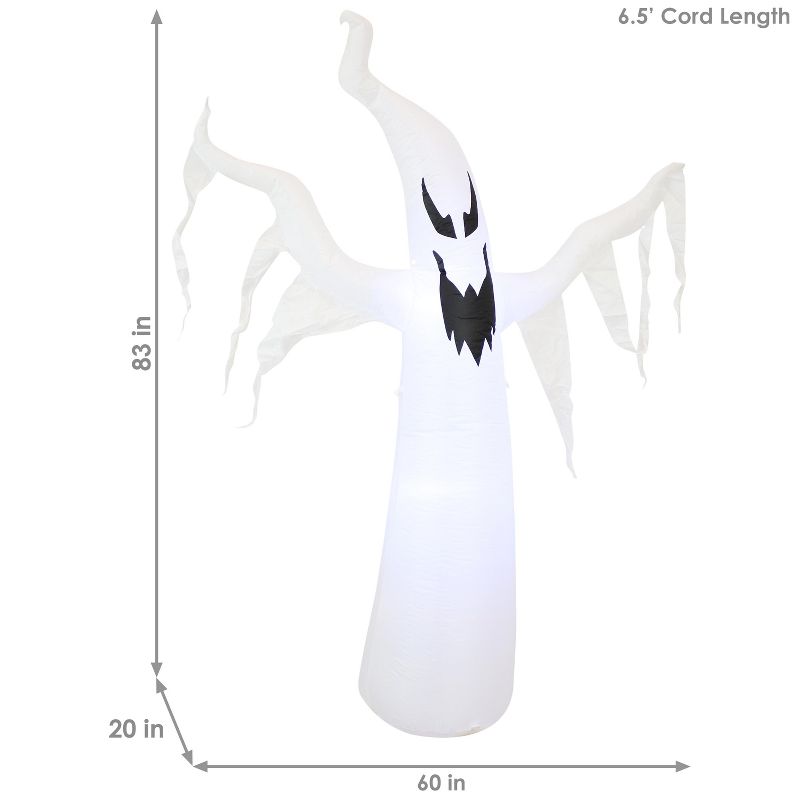 Sunnydaze 7 Foot Self Inflatable Blow Up Diabolical Ghost Outdoor Holiday Halloween Lawn Decoration with LED Lights, 3 of 10