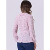 INSPIRE CHIC Women's Floral Print V Neck Tie Waist Ruffle Neck Chiffon Wrap Shirt - 4 of 4