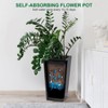Planter Set of 2, Indoor ＆ Outdoor White Taper Planter with Shelf Insert, Self-Absorbing Plastic Flower Pots, - 3 of 4