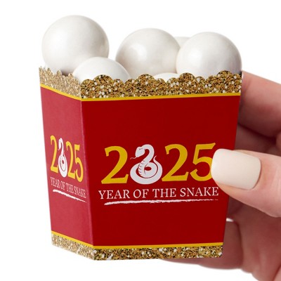 Big Dot of Happiness 2025 Year of the Snake - Party Mini Favor Boxes - Lunar New Year Treat Candy Boxes - Set of 12