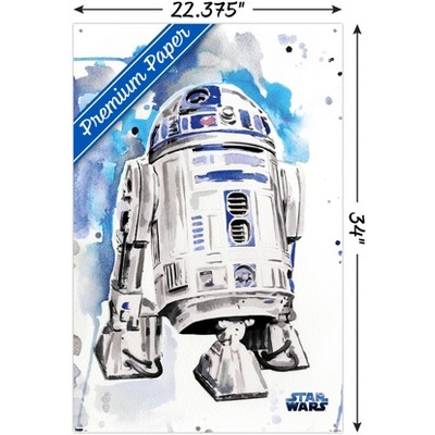 Star Wars R2D2 Watercolor Poster with Pushpins, 22.375" x 34"