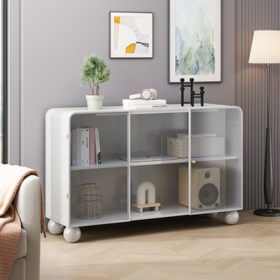47.25"Glass Storage Cabinet Floor-to-ceiling for Kitchen, Living Room, Bathroom(