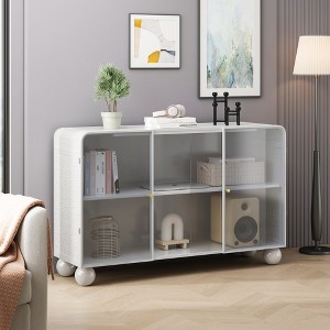 47.25"Glass Storage Cabinet Floor-to-ceiling for Kitchen, Living Room, Bathroom( - 1 of 4