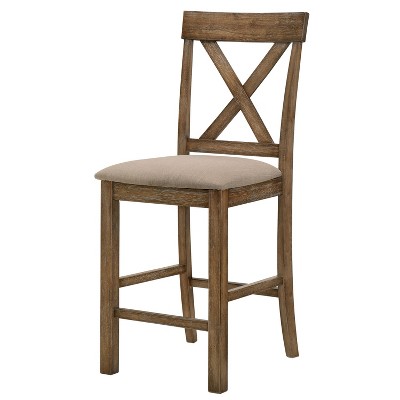 Set of 2 Angels Camp Padded Fabric Seat Counter Height Barstools  Rustic Oak/Brown - HOMES: Inside + Out