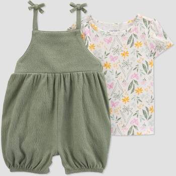 Carter's Just One You® Baby Girls' Floral Undershirt & Bottom Set - Green