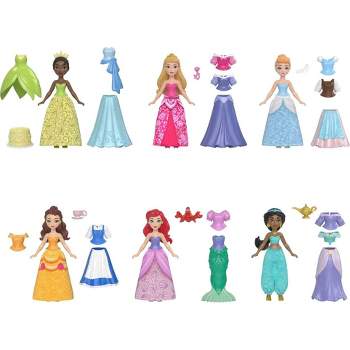 Disney Princess Small Doll Party Set with 6 Posable Princess Dolls
