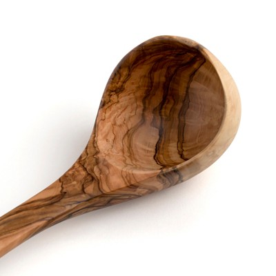 Handcrafted Medium Wood Olive Cooking Ladle with Ergonomic Handle
