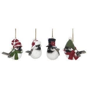 Transpac Resin Bundled Up Bird Ornament Set of 4 Christmas Home Decorations - 1 of 1