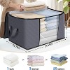 Attop Foldable Storage Bags 3-Pack 60L - Breathable Clothing Organizers with Handles & View Window for Blankets, Quilts, Clothes (Gray) - 3 of 4