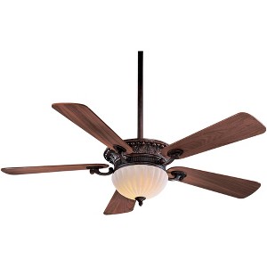 52" Minka Aire Vintage Indoor Ceiling Fan with LED Light Volterra Bronze Walnut Wood Scavo Glass for Living Room Kitchen Bedroom - 1 of 4