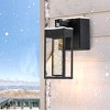 ALOADECOR Modern LED Outdoor Black Dusk to Dawn Sensor Wall Lantern Sconce with Seeded Glass and built-in GFCI Outlets - 4 of 4