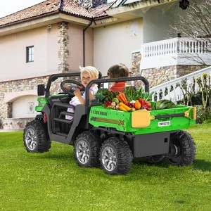 24V 2-Seater Ride On Dump Truck for Kids - 4WD 6-Wheel Electric Car with Parent Remote Control, Bluetooth Music & Dump Bed - 1 of 4