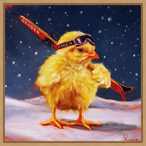 Amanti Art 22"x22" Chick with Sticks by Lucia Heffernan Framed Canvas Wall Art Print - 1 of 4