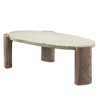 Round Fiber Concrete Top Off-White and Finish Coffee Table with Eco-Friendly Cement Base for Living Room - 3 of 4