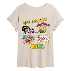 Women's - Nickelodeon - Retro Nick Logos Oversized Graphic T-Shirt - 1 of 4