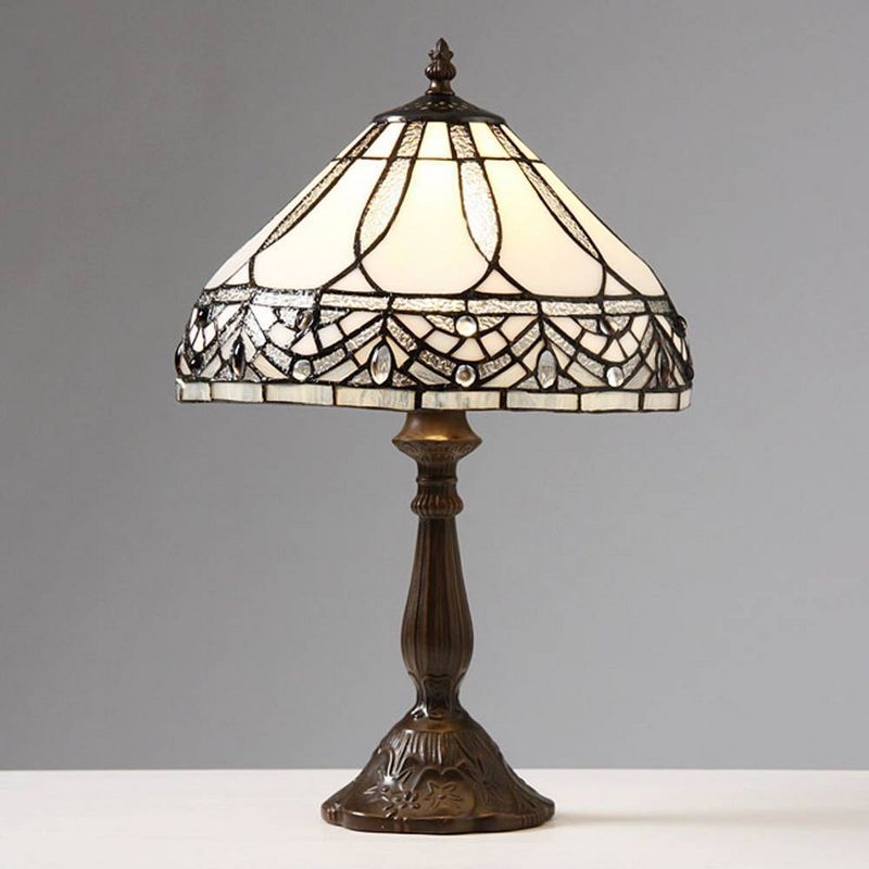 12&#34; x 12&#34; 18&#34; Tiffany Style Table Lamp White/Brown - Warehouse of Tiffany, 3 of 5