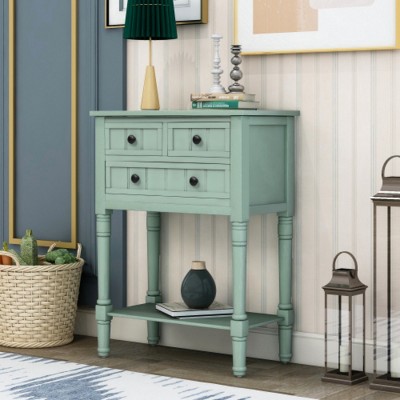 24'' W x 31'' H Vintage Wood Console Table with Drawer and Open Shelf – Narrow Entryway Table for Hallway, Living Room or Foyer - Maison Boucle