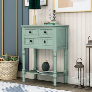 24'' W x 31'' H Vintage Wood Console Table with Drawer and Open Shelf – Narrow Entryway Table for Hallway, Living Room or Foyer - Maison Boucle - 1 of 4