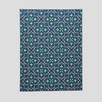7'10" x 10' Camelia Medallion Outdoor Rug Blue/Green - Christopher Knight Home