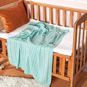 Cotton Cable Knit Toddler Blanket, Super Soft Warm Breathable Baby Blanket - NTBAY - 1 of 4