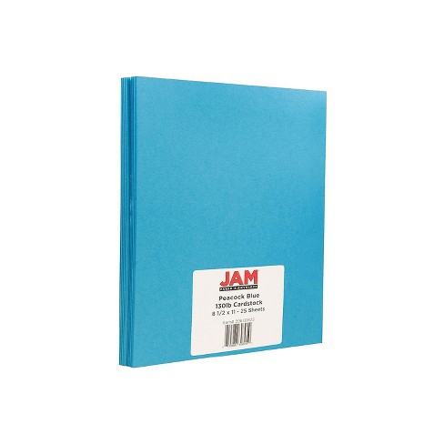 JAM Paper Extra Heavyweight 130 lb. Cardstock Paper 8.5 x 11 Peacock Blue  25 Sheets/Pack