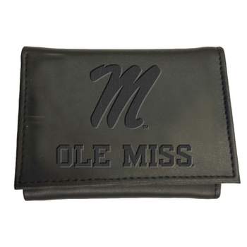 Evergreen NCAA Ole Miss Rebels Black Leather Trifold Wallet Officially Licensed with Gift Box