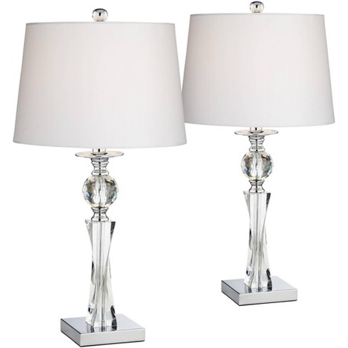 Vienna Full Spectrum Modern Table Lamps Set Of 2 Twisted Crystal Glass Column White Drum Shade For Living Room Family Bedroom Target
