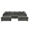 Modern 132" Corduroy U-Shaped Sectional Sofa with 2 Storage Ottomans, Cup Holders & Phone Holder - 2 of 4