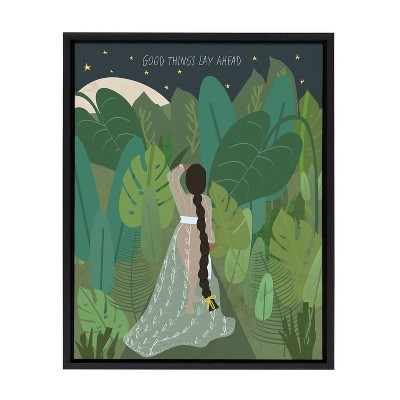 18" x 24" Sylvie Lady of the Forest Framed Canvas by Queenbe Monyei Black - Kate & Laurel All Things Decor