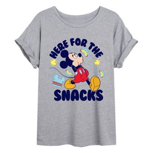 Women's - Disney - Here For The Snacks Oversized Graphic T-Shirt - 1 of 4