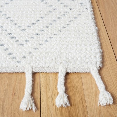 Ivory and Grey 8' x 10' Handmade Wool Shag Rug