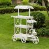 White Wood Decor Display Rack Mobile Food Cart with Wheels 3 Tier for Display, Wood Wagon with Shelves for Food and More - 2 of 4