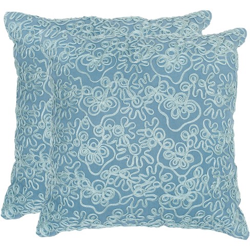 20 by 20-Inch Tape Swirl Wedgwood Blue Set of 2 Safavieh Pillow Collection Throw Pillows