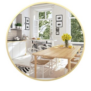 Gold Circle Mirror Metal Frame, Round Wall Mounted Mirror for Bathroom, Entryway, Vanity, Living Room, Bedroom Decor - 1 of 4