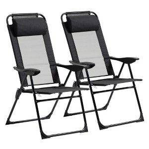 PAGED Folding Patio Chairs Set of 2 Lounge Chair Outdoor with Adjustable Sling Back and Removable Pillow for Camping, Beach, Picnics, Patio - 1 of 4