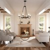 PAKOKULA 24.8 in. 6-Light Black Industrial Wagon Wheel Chandelier with Clear Glass Shades, Farmhouse Modern Fixture for Kitchen Island - 3 of 4