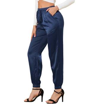 Allegra K Women's Elastic Waistband Soft Gym Yoga Cotton Stirrup Pants  Leggings Dark Blue Large : Target